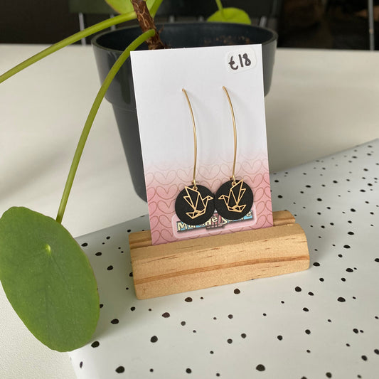 Le marché sucré:  oorbellen - goud + zwart
