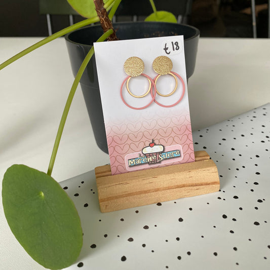 Le marché sucré:  oorbellen - goud + roze