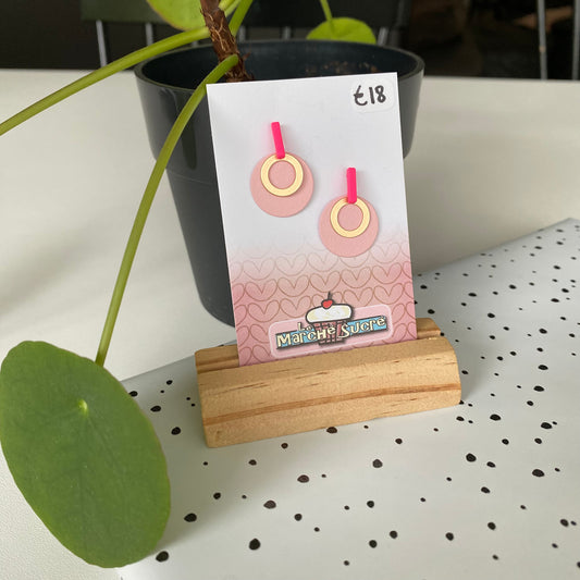 Le marché sucré:  oorbellen - goud + roze + fluo roze