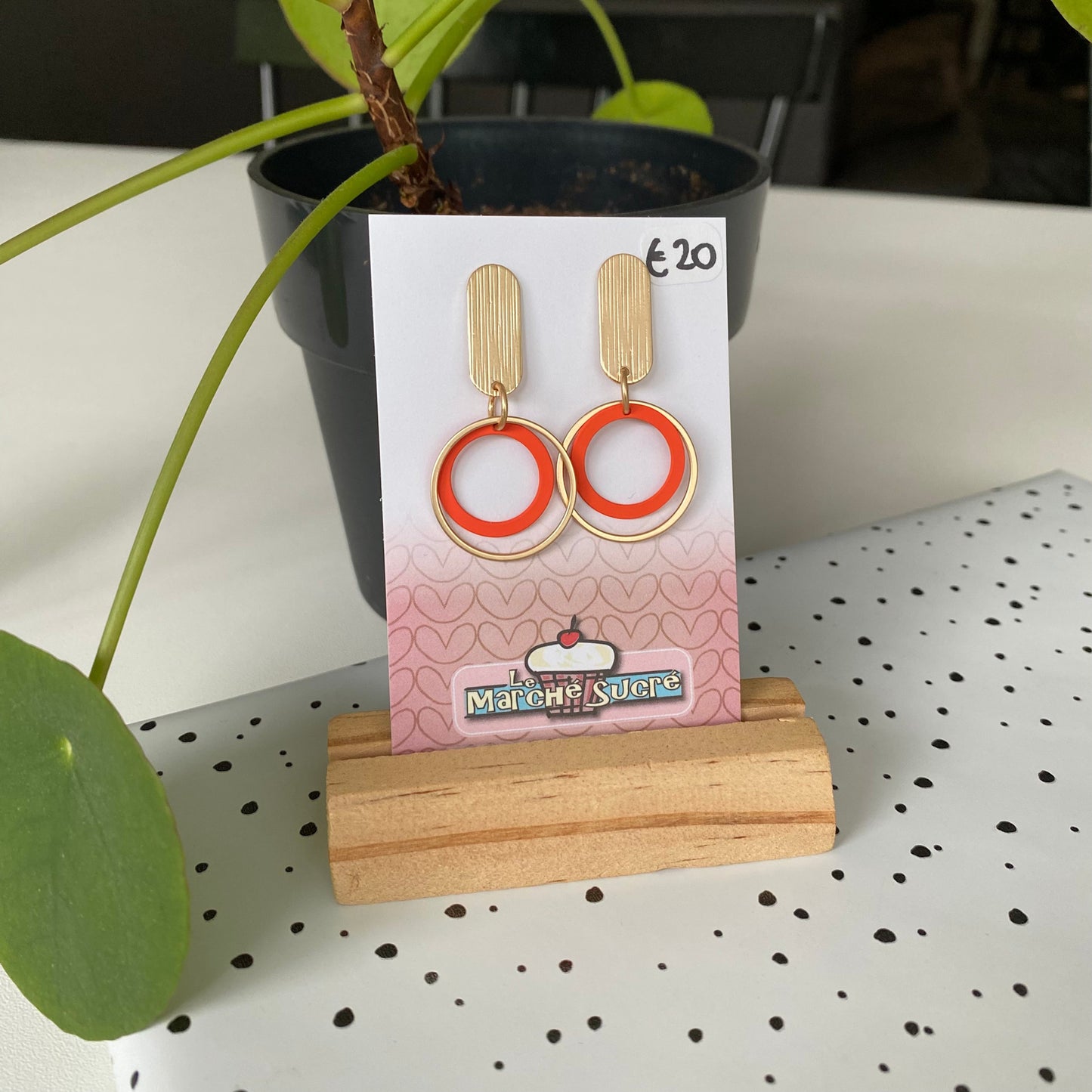 Le marché sucré: oorbellen - oranje + goud