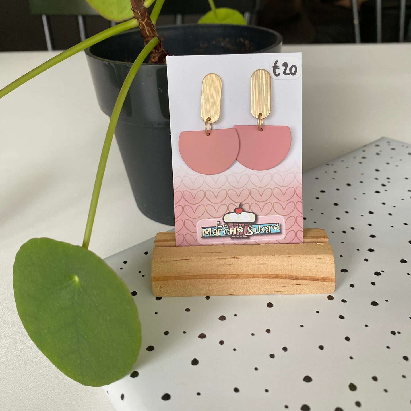 Le marché sucré: oorbellen - goud + lichtroze