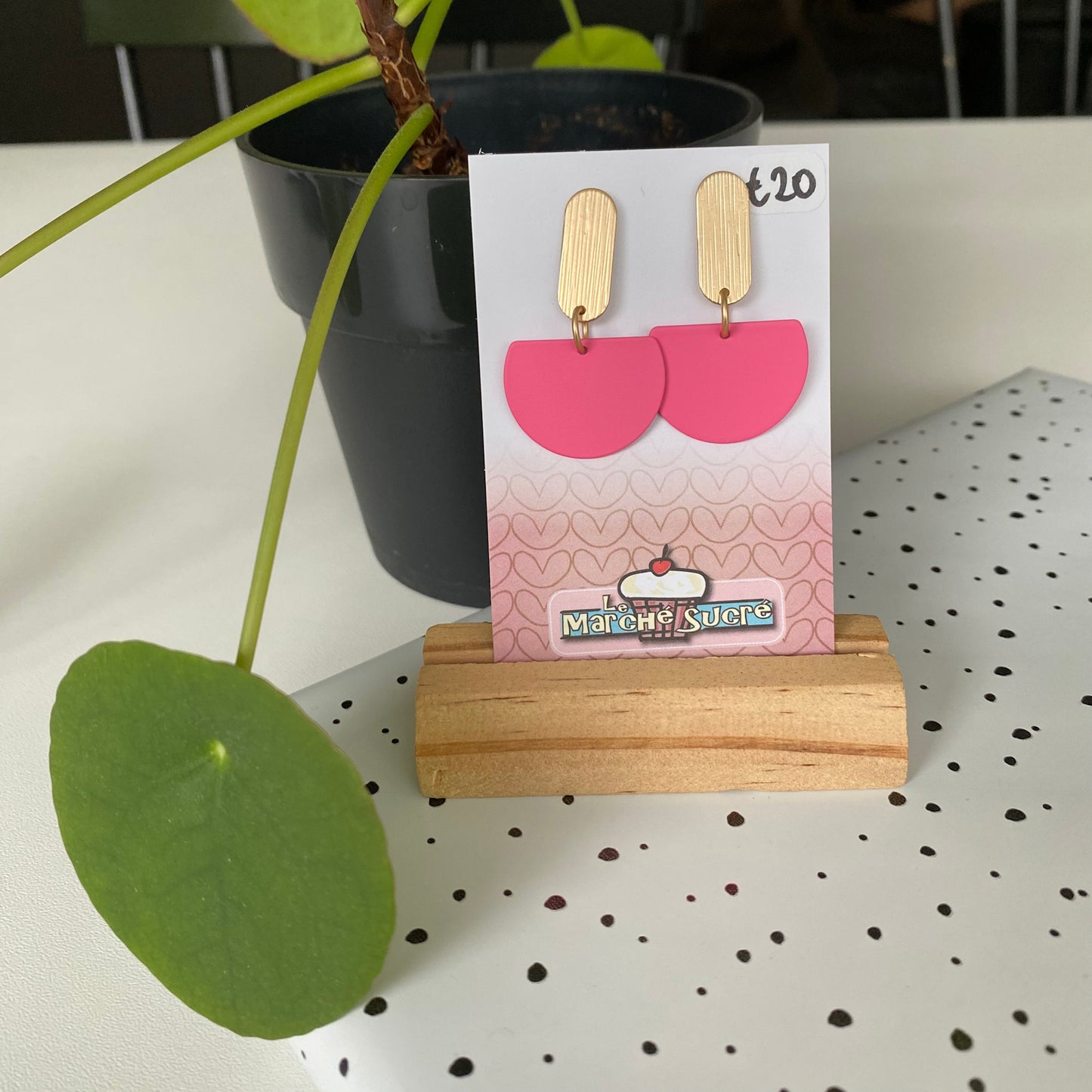 Le marché sucré: oorbellen - goud + roze