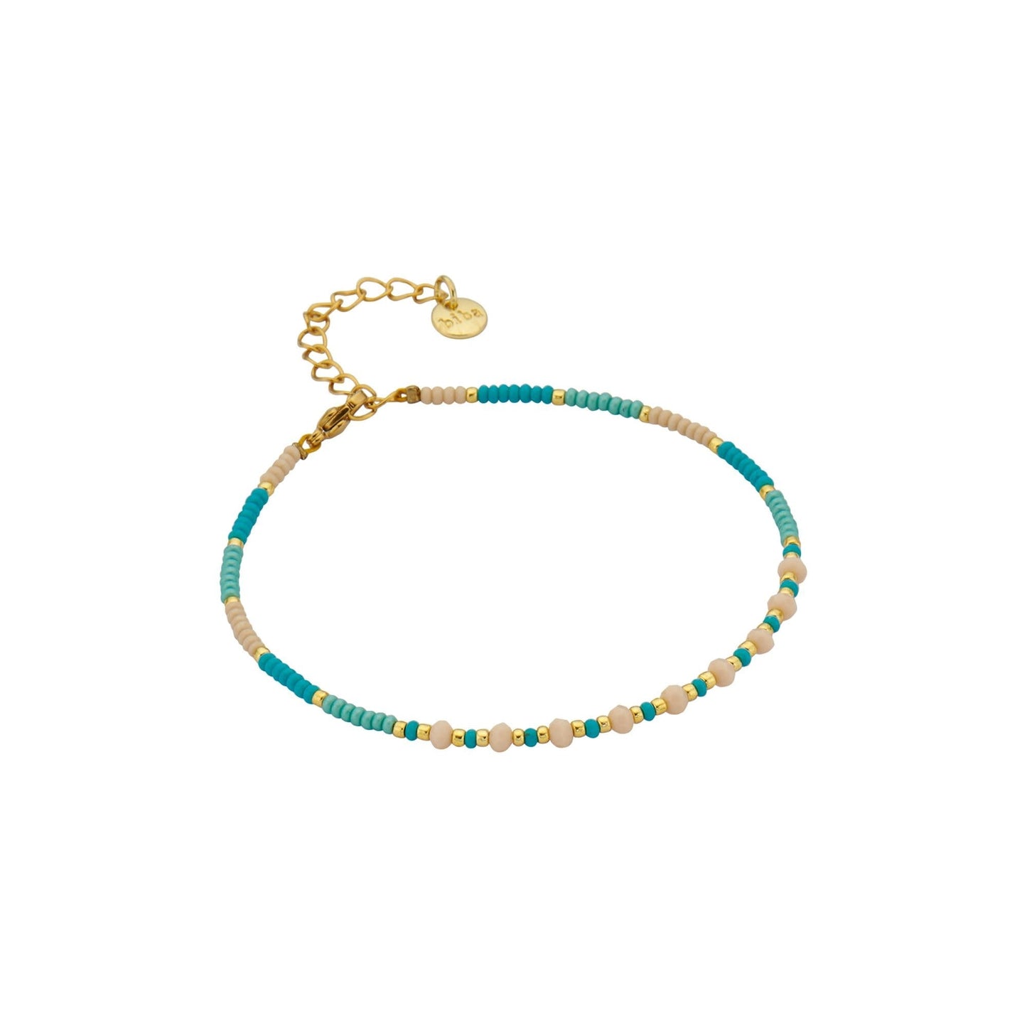 Biba: Enkelbandje pareltjes - turquoise