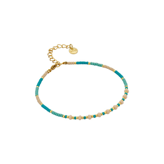 Biba: Enkelbandje pareltjes - turquoise