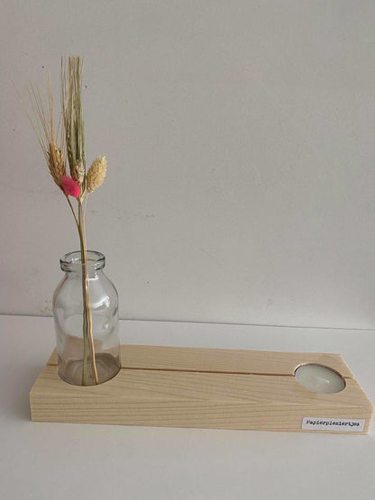 Papierpleziertjes Plankpleziertje bloem kaarsje + vaasje