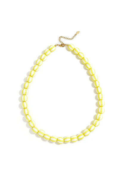 Yehwang: Kralen ketting met gestreepte kralen - geel