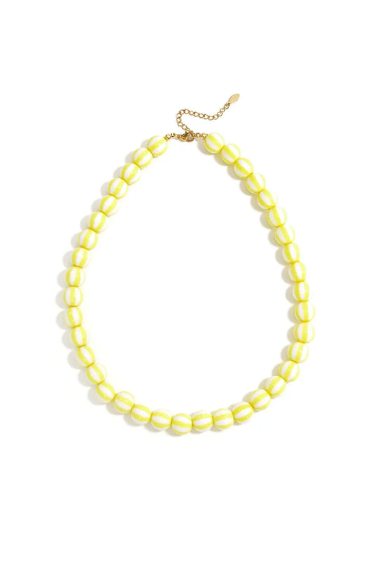 Yehwang: Kralen ketting met gestreepte kralen - geel