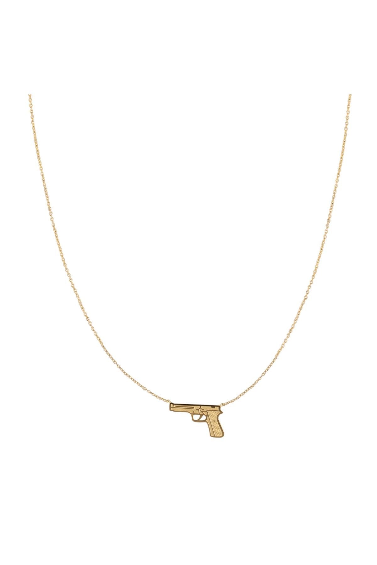 Yehwang: Roestvrij Stalen Pistoolvormige Hanger Ketting - Goud kleur