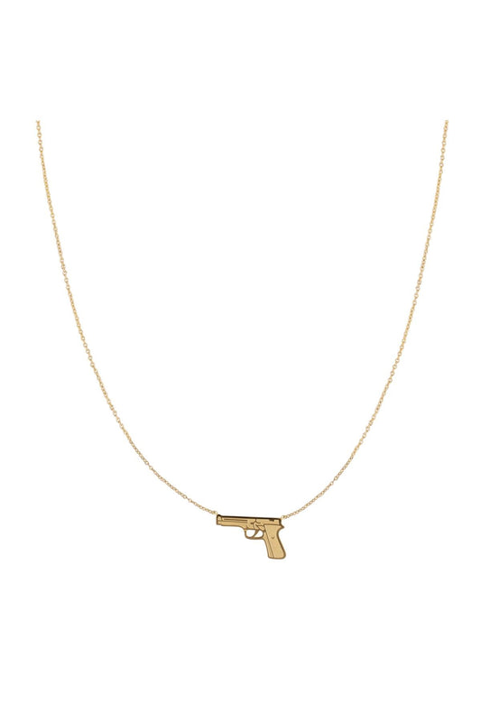 Yehwang: Roestvrij Stalen Pistoolvormige Hanger Ketting - Goud kleur