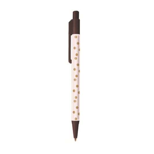 Stationery & gift : pen roze met bruine stippen