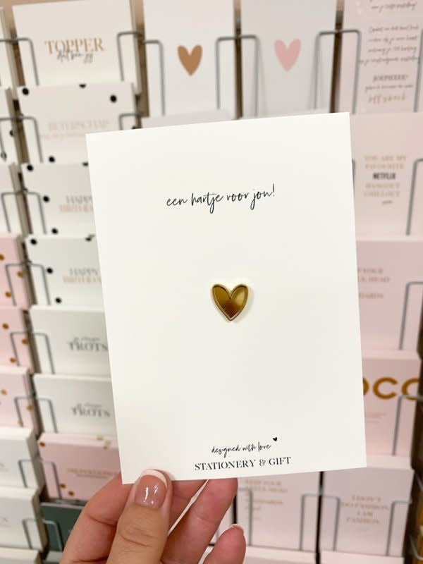 Stationery & gift Pin klein | Een hartje voor jou! goud