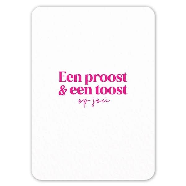 Liefz: kaart a6 - Een proost & een toost op jou (roze)