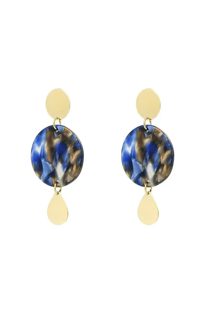 Yehwang: oorbellen - goud en blauw