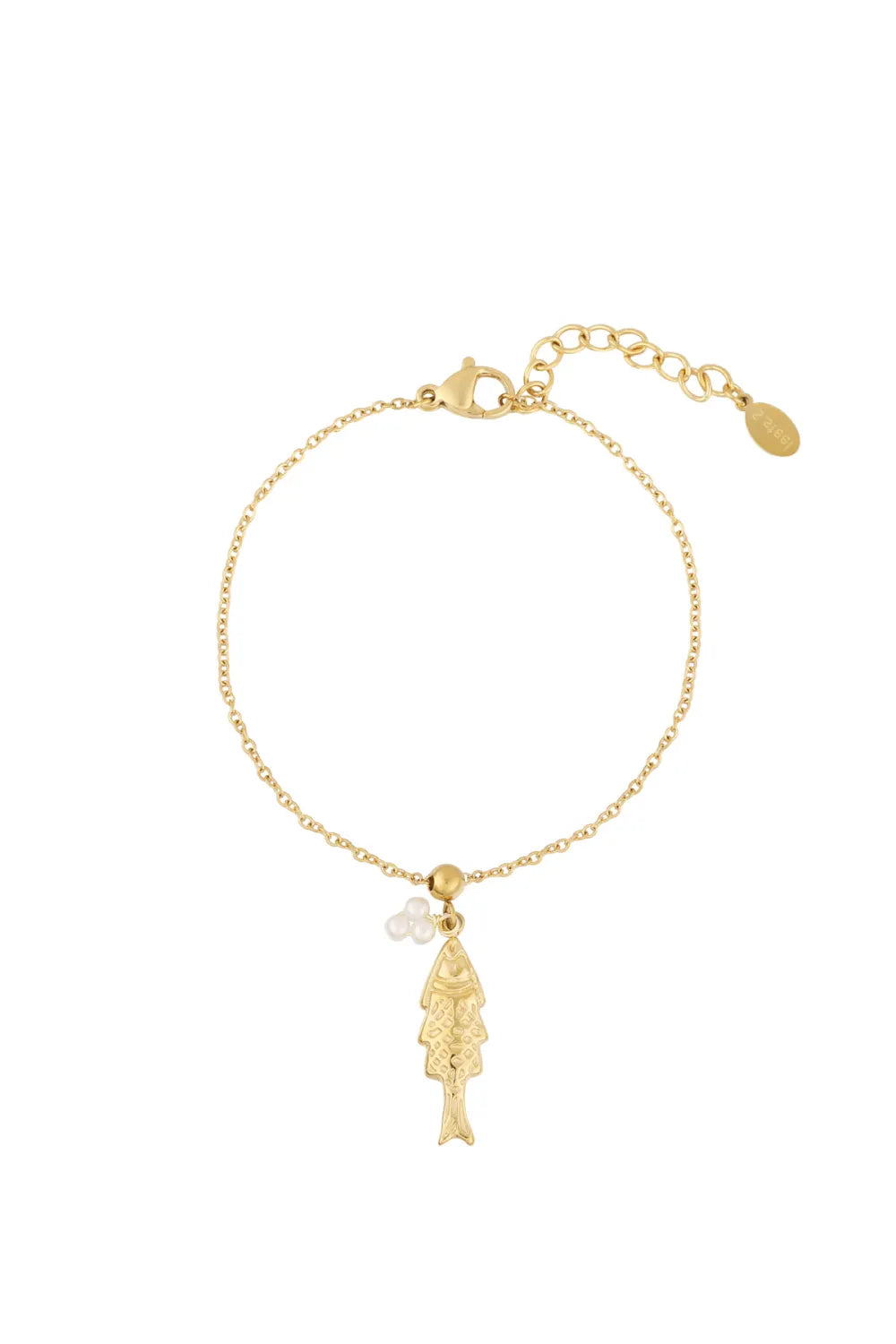 Armband met visje en pareltjes - goud