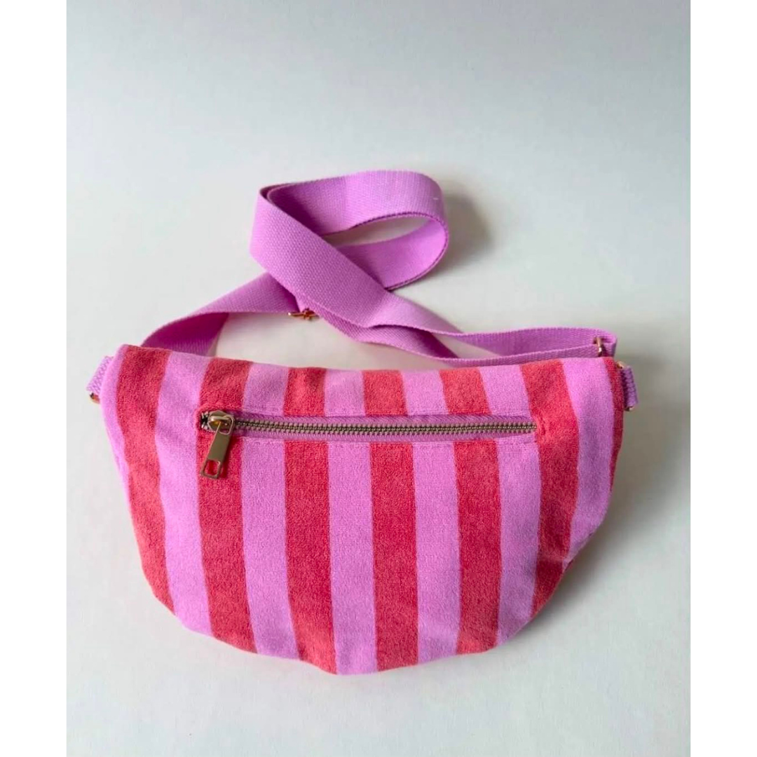 Wauw: Belle stripe handtas /  heuptas - babyroze