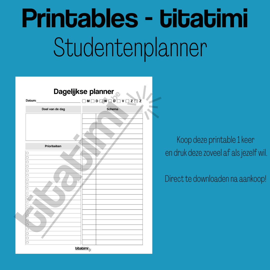 titatimi - printable - bundel studentenplanner