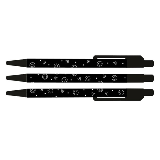 Winkeltje van Anne pen zwart smiley's 1 stuk