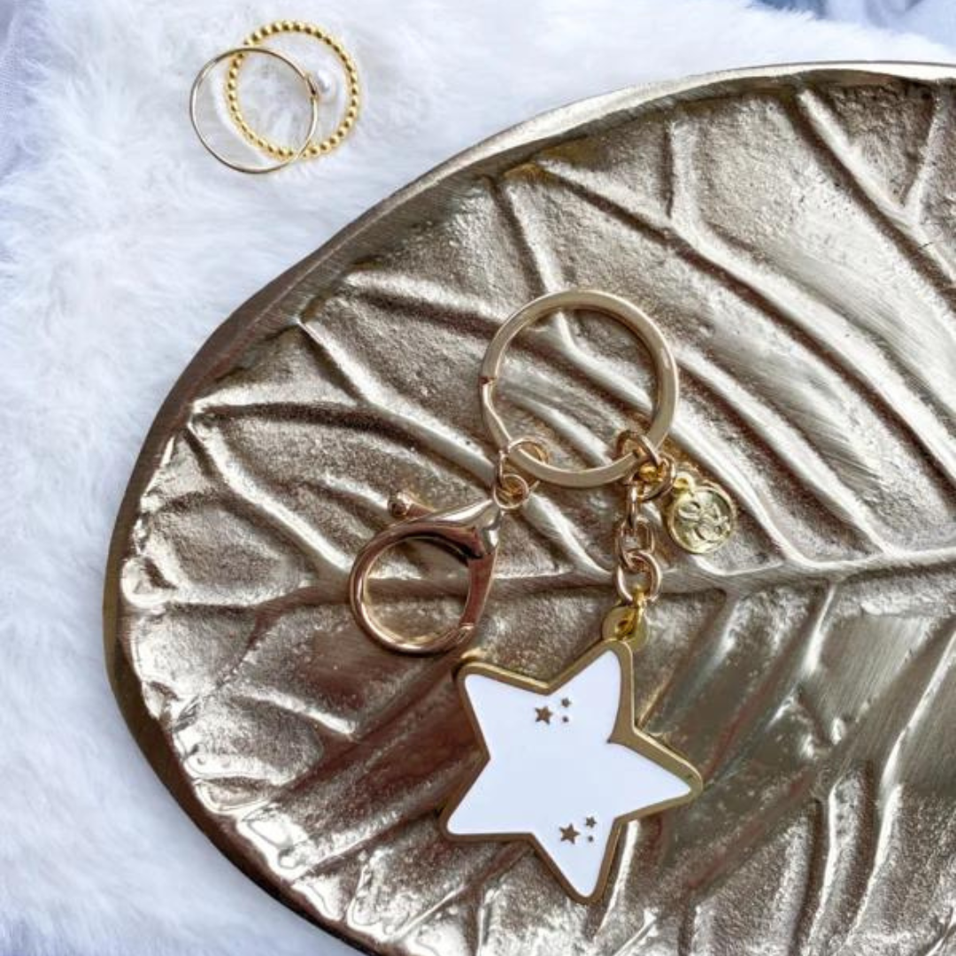 Stationery & gift Sleutelhanger | Ster | Wit