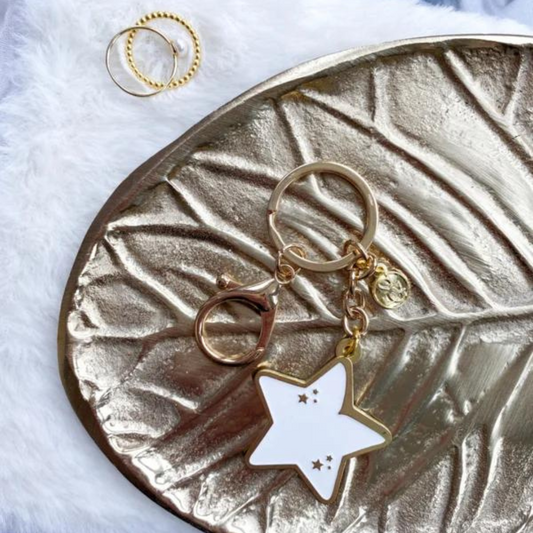 Stationery & gift Sleutelhanger | Ster | Wit