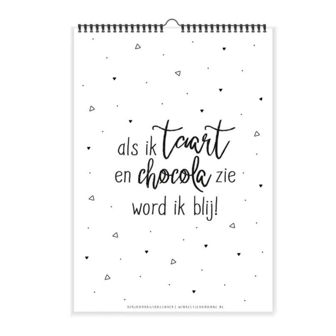 Winkeltje van Anne: Verjaardagskalender taart & chocola A4