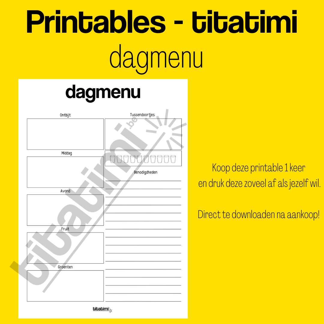 titatimi - printable - bundel maaltijdplanners