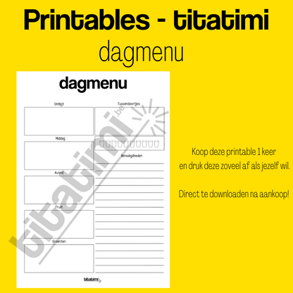 titatimi - printable - bundel maaltijdplanners