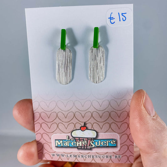 Le marché sucré: oorbellen zilver en groen (1)