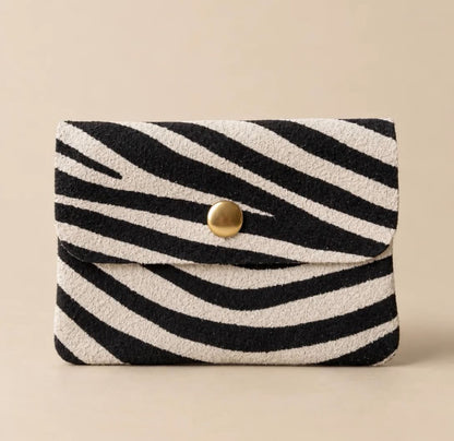 Blush kleine suède portemonnee - zebra