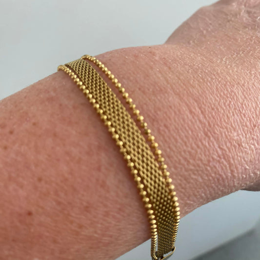 Wauw: armbandje goud in stainless steel - 1 breed en 2 smalle