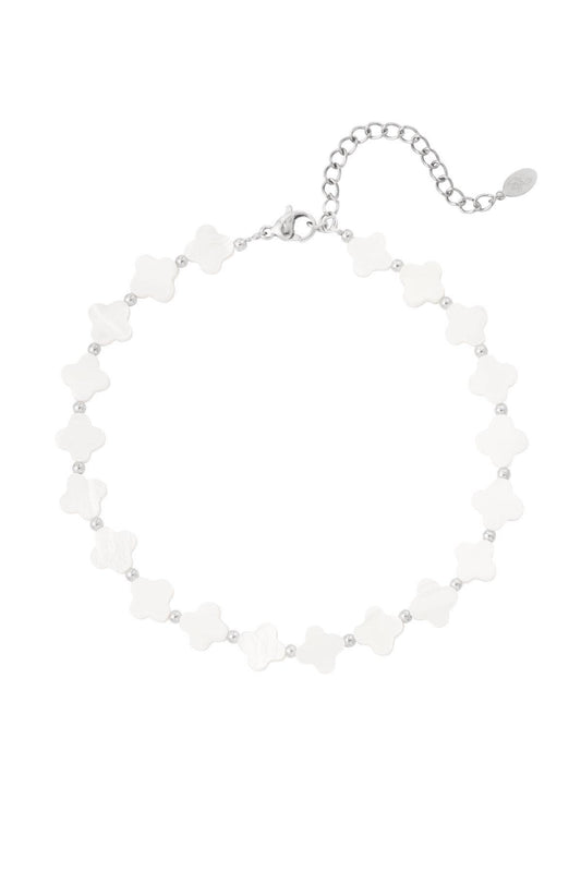 Yehwang: enkelbandje - zilver en wit