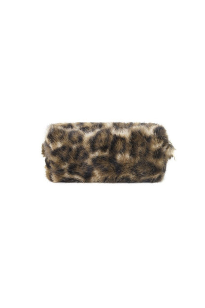 Yehwang: make-up tas zachte luipaard sterretje - bruin