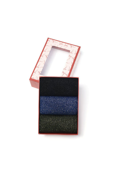 Yehwang: set van 3 paar glitter sokken - zwart