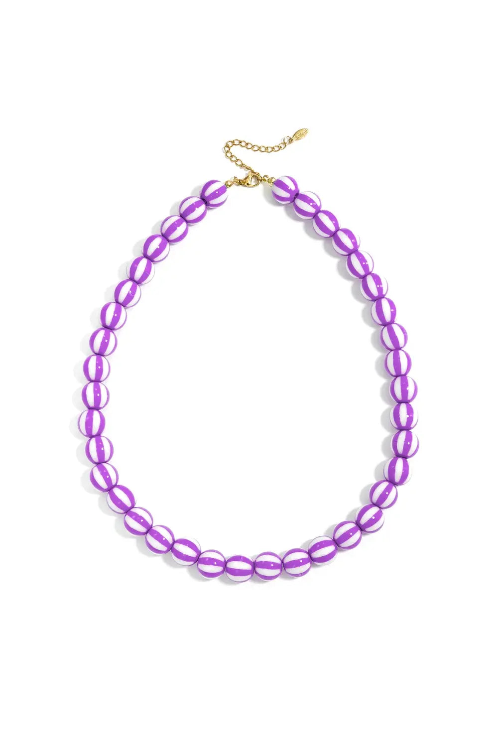 Yehwang: Kralen ketting met gestreepte kralen - paars