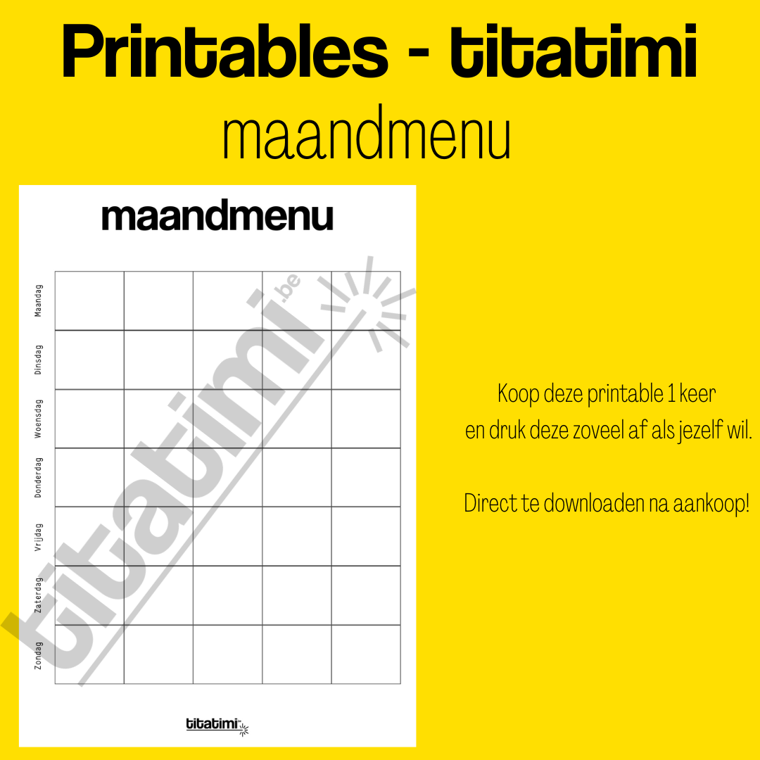 titatimi - printable - bundel maaltijdplanners