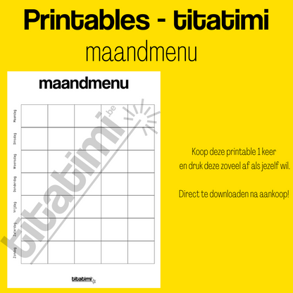 titatimi - printable - bundel maaltijdplanners