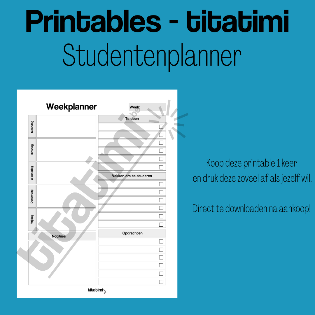titatimi - printable - bundel studentenplanner