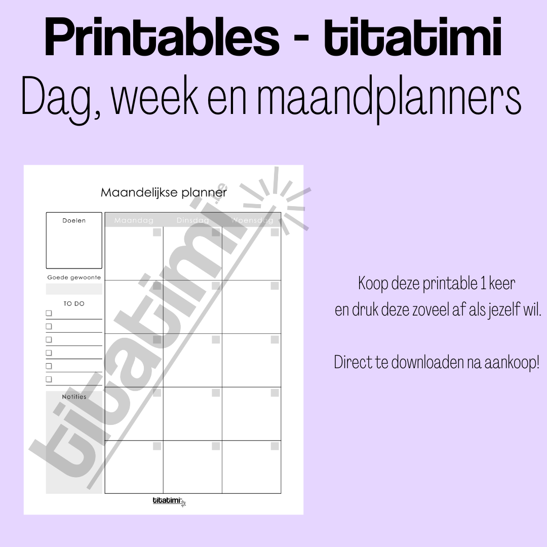 titatimi - printable - bundel dag, week en maandplanners