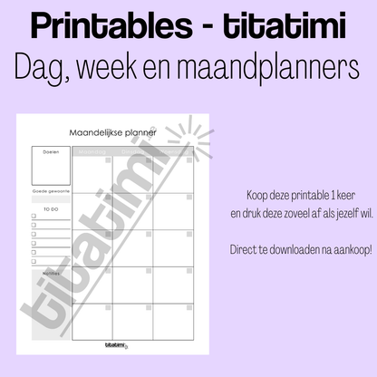 titatimi - printable - bundel dag, week en maandplanners
