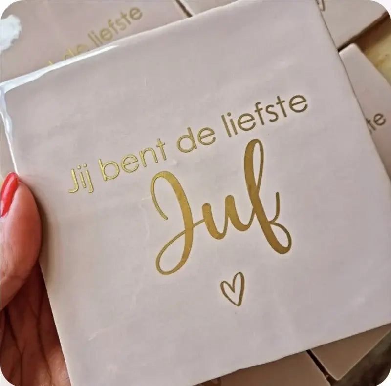 Labelgeluk: Tegel | Jij bent de liefste juf | 13x13cm