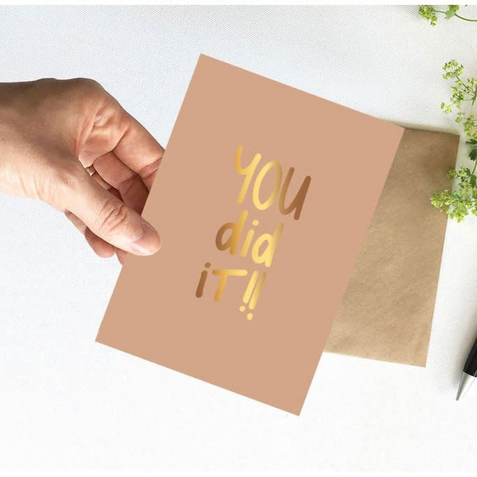 Nynke Ontwerpt: Kaart a6 goudfolie | You did it!