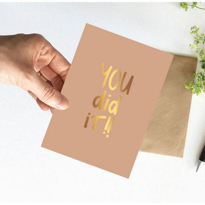 Nynke Ontwerpt: Kaart a6 goudfolie | You did it!