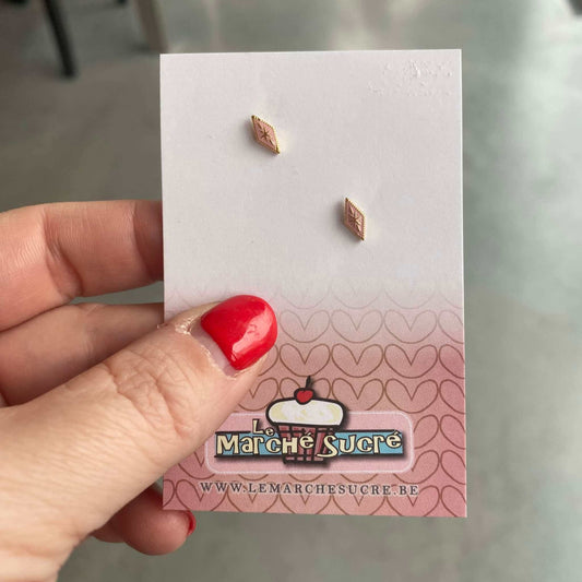 Le marché sucré: oorbellen ruit - roze