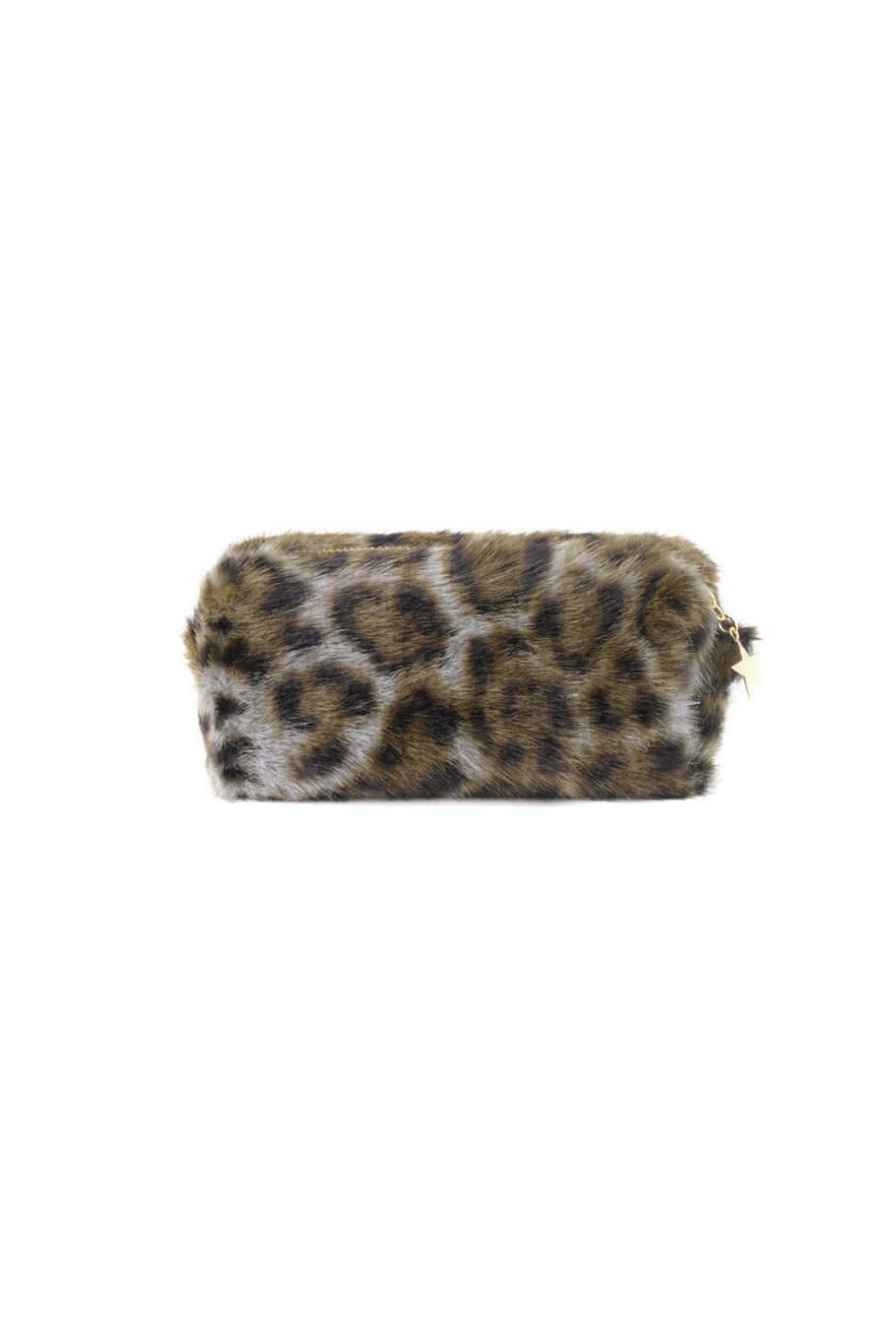 Yehwang: make-up tas zachte luipaard sterretje - grijs