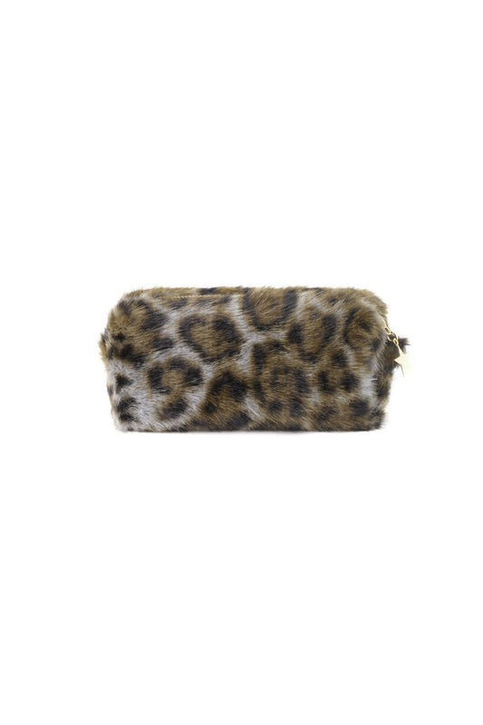 Yehwang: make-up tas zachte luipaard sterretje - grijs