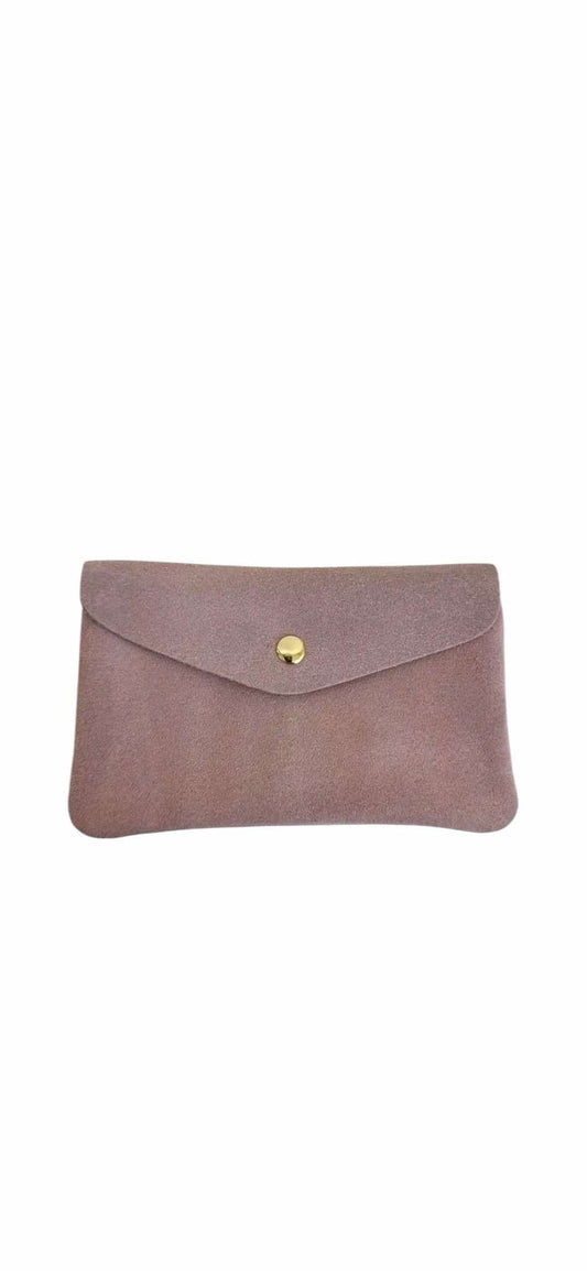 Wauw: Blush suede portemonnee groot - licht roze