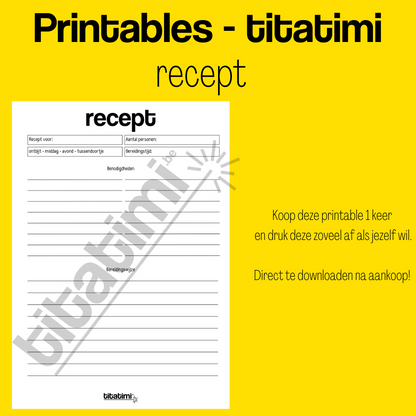 titatimi - printable - bundel maaltijdplanners