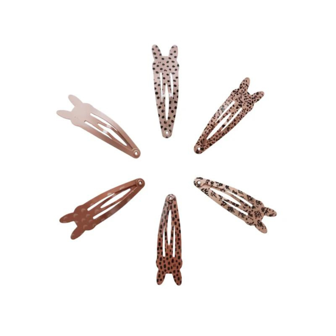 Van Pauline: haarclips bunny 5 cm - Stripes and moon (18 stuks)