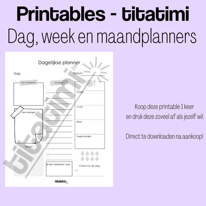 titatimi - printable - bundel dag, week en maandplanners