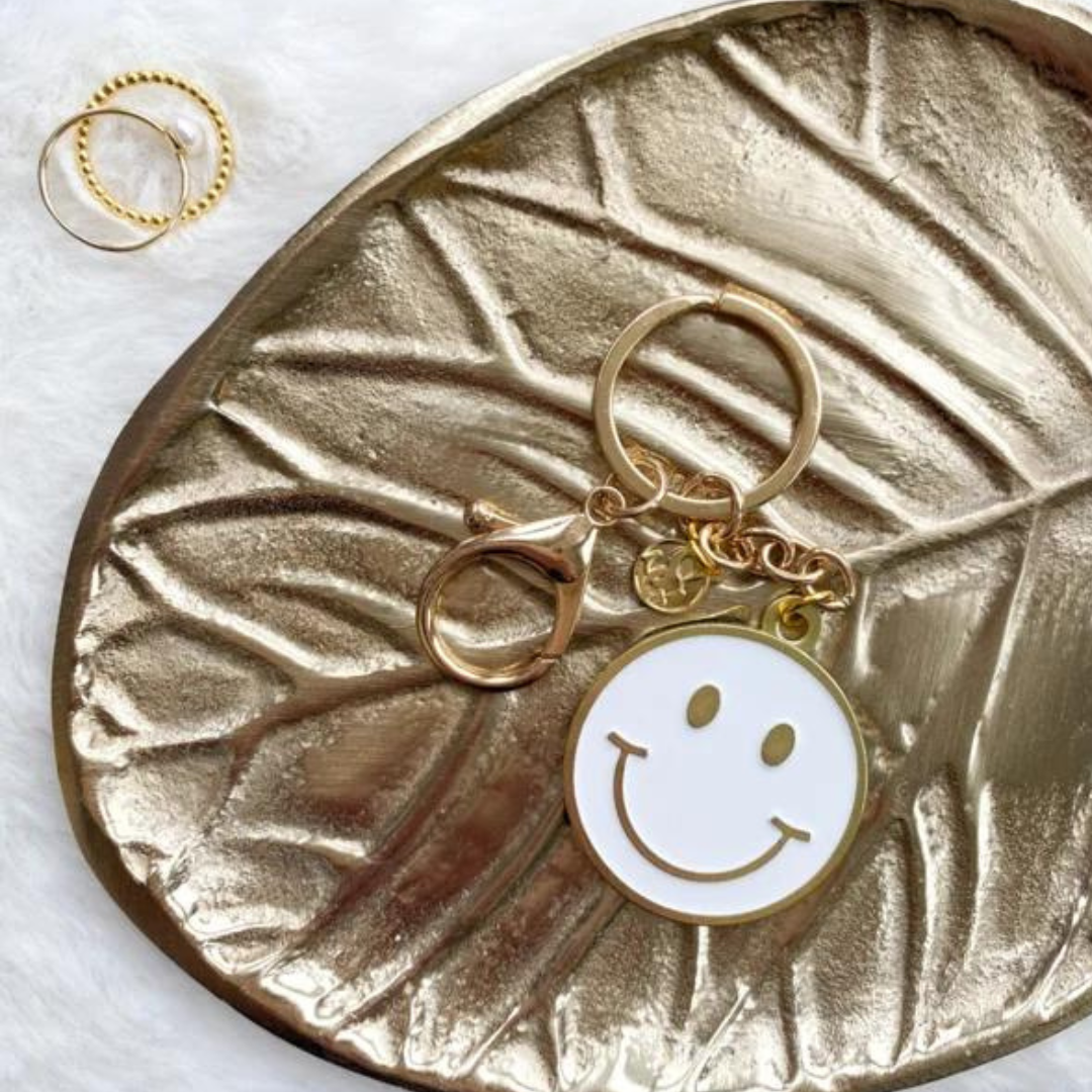 Stationery & gift Sleutelhanger | Smiley| Wit