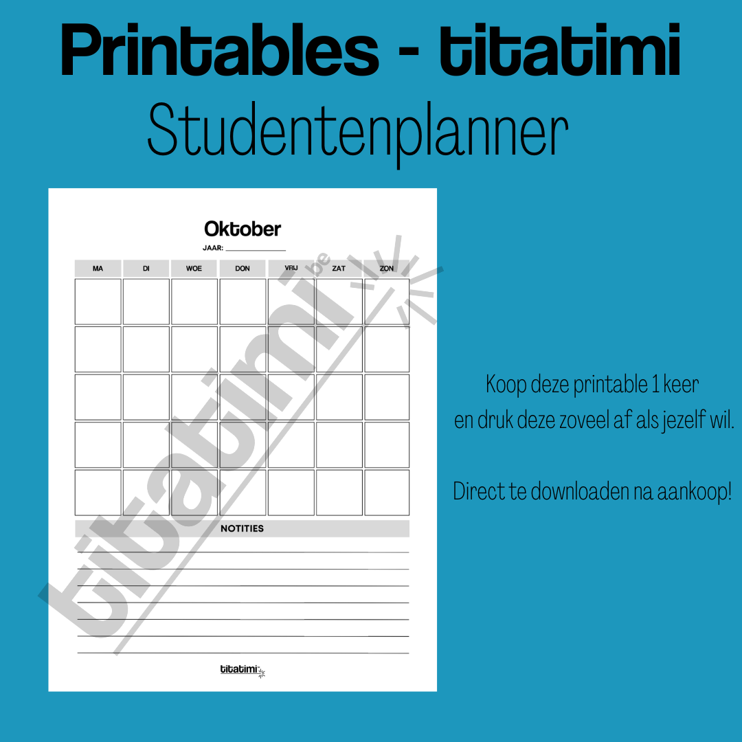 titatimi - printable - bundel studentenplanner